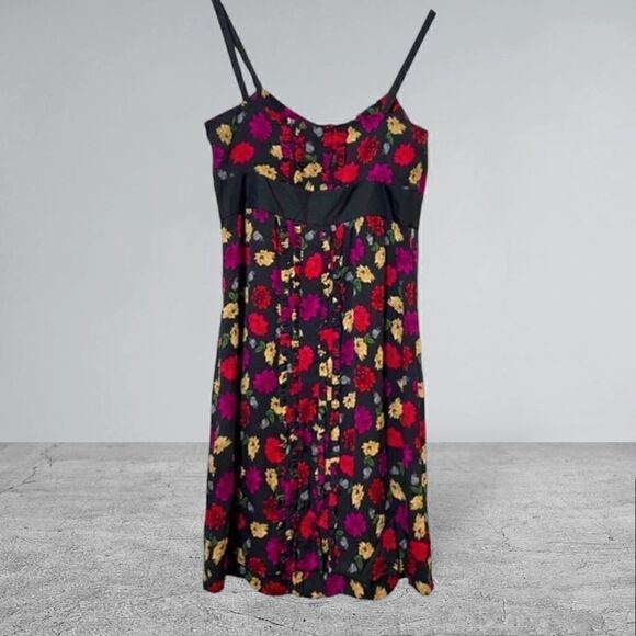 DVF Diane Von Furstenberg Silk Floral Ariba Mini Dress Size 8 - Picture 3 of 11